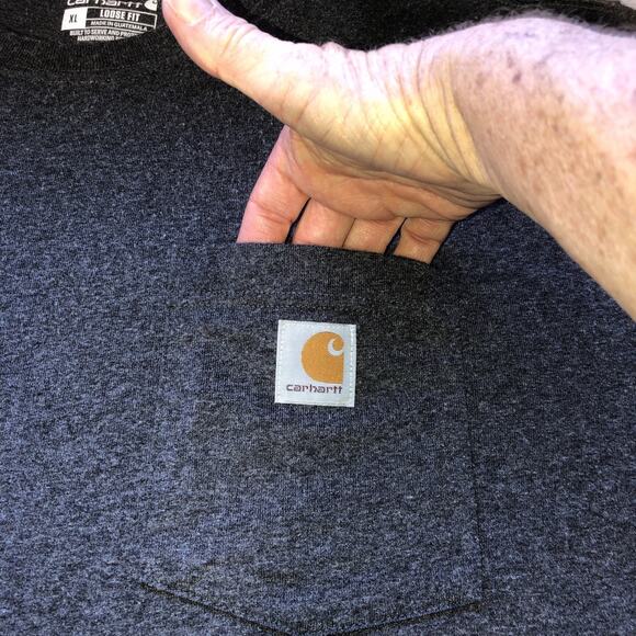 Carhartt Loose Fit T Shirt Dark Gray Chest Pocket Mens Size XL - Picture 3 of 7